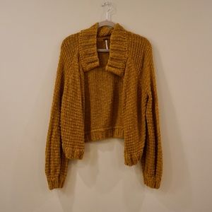 Free People Mustard Knit Cardigan